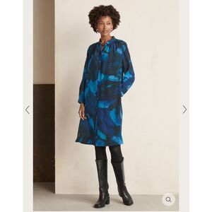 POETRY Printed Silk Dress Blue Size EUC